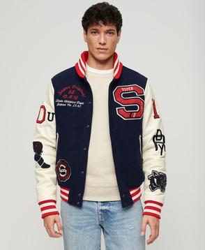 College Varsity Patched Bomber Jacket offers at £124.99 in Superdry