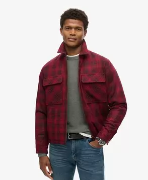 Surplus Wool Check Zip Through Overshirt offers at £99.99 in Superdry