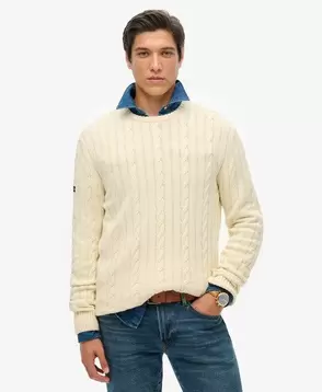 Cotton Classic Cable Knit Crew Jumper offers at £54.99 in Superdry