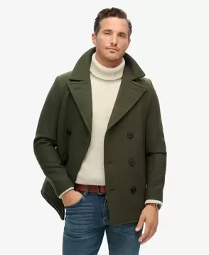 The Merchant Store - Wool Pea Coat offers at £174.99 in Superdry