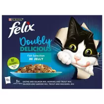 Felix Doubly Delicious Fish Cat Food 12 x 100g offers at £4.89 in B&M Stores