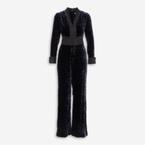Blue &amp; Black Patterned Velvet Jumpsuit offers at £199.99 in TK Maxx