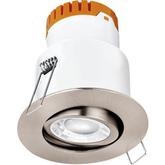 Aurora E8 Adjustable 8W Dimmable IP20 Fire Rated LED Downlight Satin Nickel 3000K 595lm offers at £11.09 in Toolstation