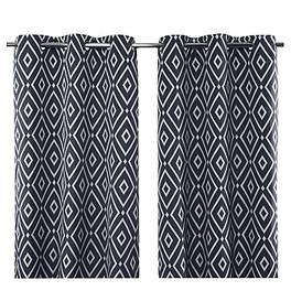 Awea Blue Bold geo Lined Eyelet Curtain (W)167cm (L)228cm, Pair offers at £25 in TradePoint
