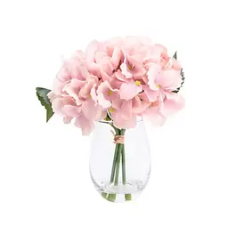 17cm Pink Hydrangeas Artificial plant in Clear Glass Vase offers at £6 in TradePoint