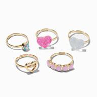 Claire's Club Gold Heart Box Rings - 5 Pack offers at £4.8 in Claire's