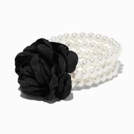 Black Rose Pearl Beaded Stretch Bracelet Set - 3 Pack offers at £4 in Claire's