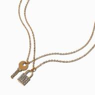 Pavé Lock & Key Gold-tone Pendant Necklaces - 2 Pack offers at £6 in Claire's