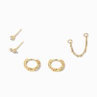 C LUXE by Claire's 18k Yellow Gold Plated Iridescent Hoop Connector Chain Star Stud Earring Set - 5 Pack offers at £12 in Claire's