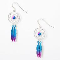 Silver 1.5" Pink & Blue Beaded Dreamcatcher Drop Earrings offers at £2.4 in Claire's