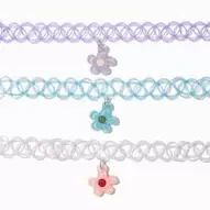 Claire's Club Flower Pendant Tattoo Choker Necklace Set - 3 Pack offers at £4 in Claire's