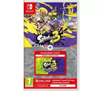 NINTENDO SWITCH Splatoon 3, Expansion Pass & Nintendo Switch Online 3 Month Membership Bundle offers at £39.97 in Currys