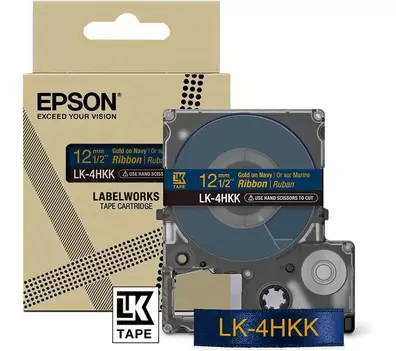 EPSON LK-4HKK 12 mm Navy/Gold Satin Ribbon Tape offers at £5.97 in Currys