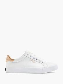 Ladies Fila White/ Gold Lace-up Trainers offers at £24.99 in Deichmann