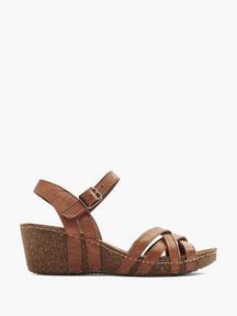 Cognac Leather Wedge Sandals offers at £34.99 in Deichmann