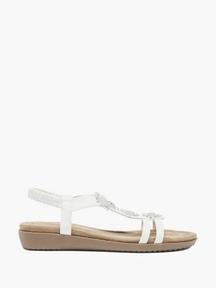 White Sandal With Flower Detail offers at £24.99 in Deichmann