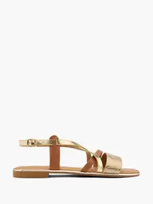 Gold and Brown Strapped Flat Sandal offers at £14.99 in Deichmann