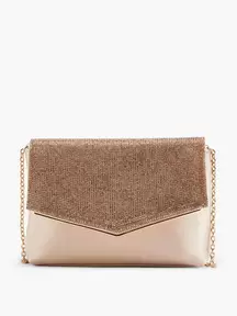 Gold Dimante Panelled Clutch Bag with Chain Strap offers at £17.99 in Deichmann