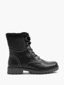 Black Lace Up Fur Lined Comfort Boot offers at £19.99 in Deichmann