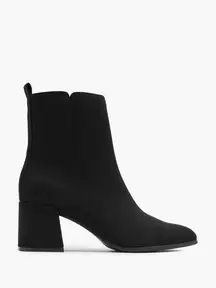 Black Imi Suede Heeled Boot with Zipper offers at £19.99 in Deichmann