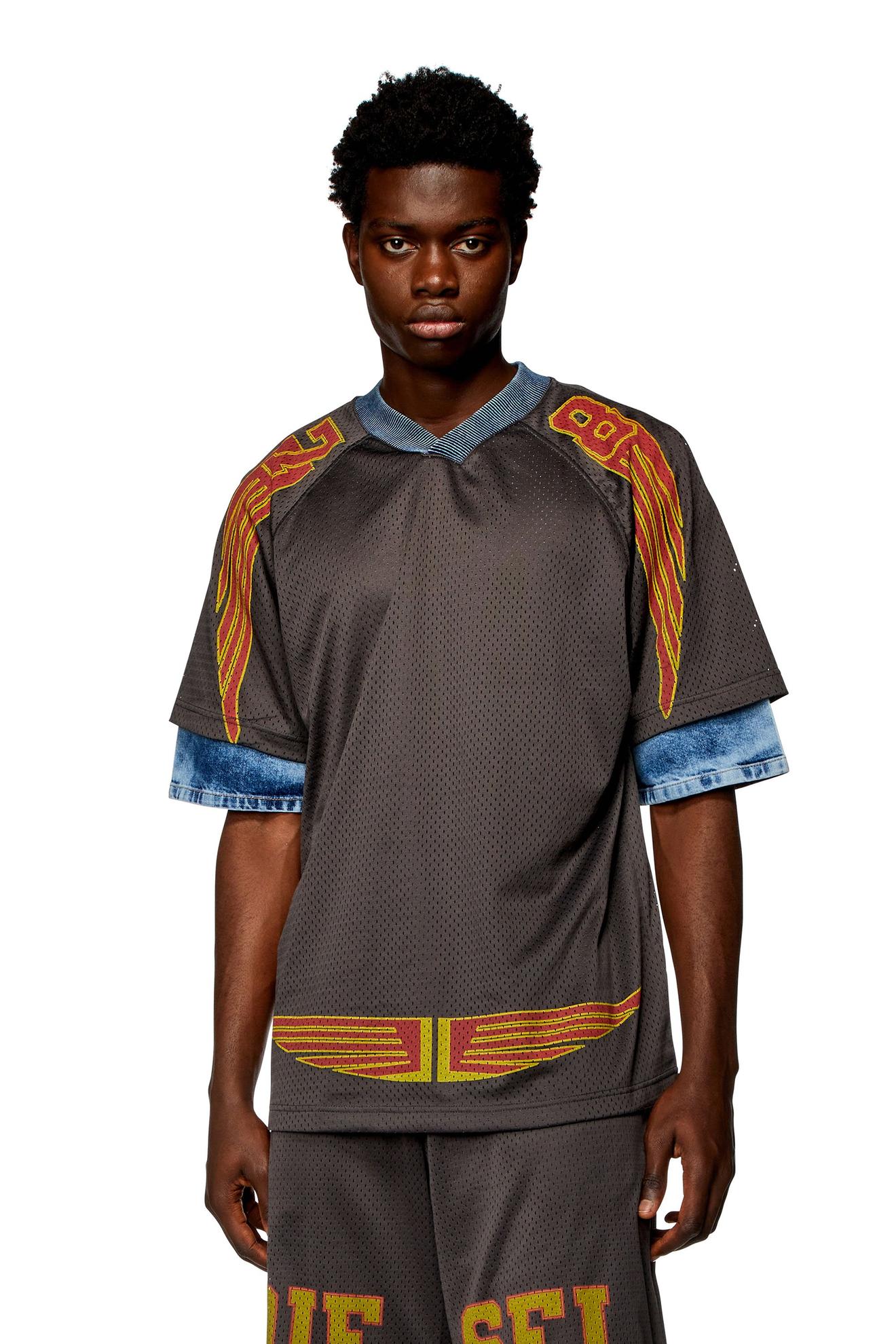 Layered polo shirt in mesh and jersey offers at £200 in Diesel