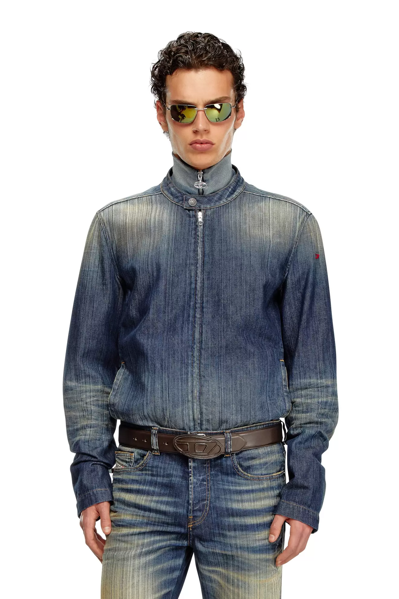 Moto jacket in streaky denim offers at £283 in Diesel