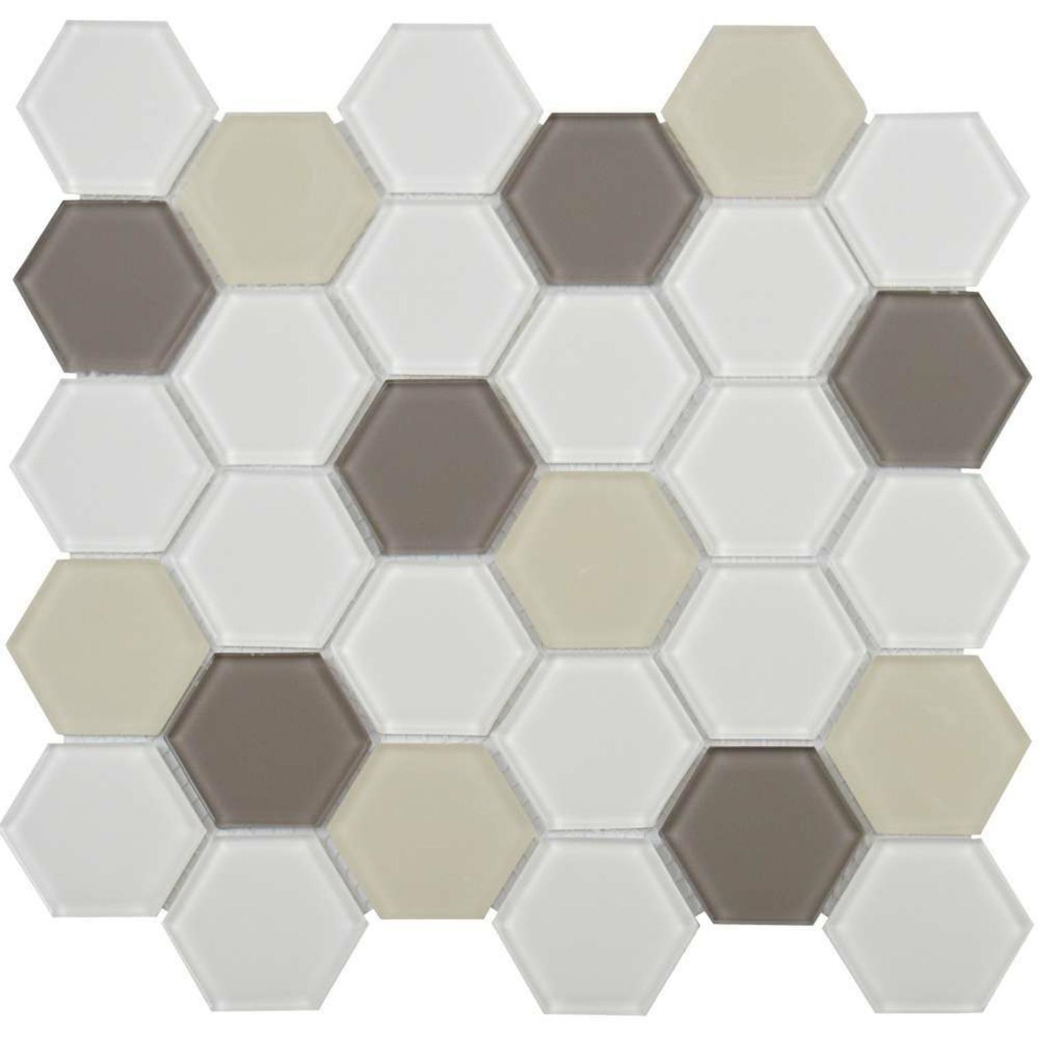 Ligo Glass Latte Hexagon Mosaic Tiles offers at £4.95 in Walls and Floors