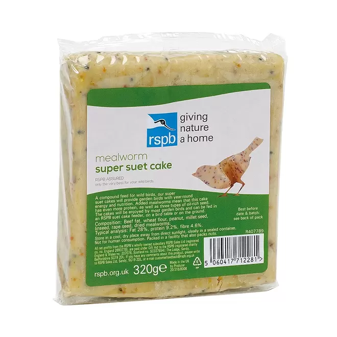 RSPB Super Suet Cake With Mealworms 320g offers at £1.99 in Webbs