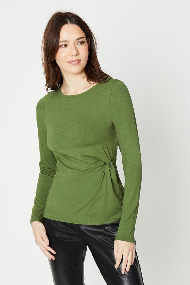 Side Knot Detail Long Sleeve Top offers at £6 in Dorothy Perkins