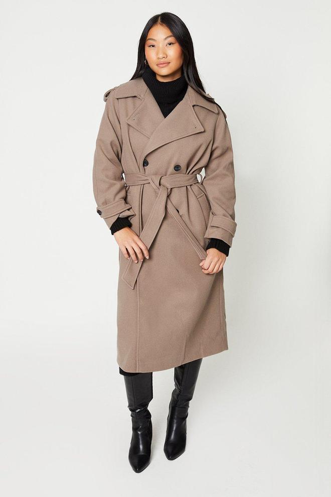 Petite Belted Wool Trench Coat offers at £59.4 in Dorothy Perkins