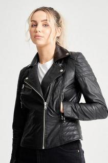 Petite Textured Leather Biker offers at £190 in Dorothy Perkins