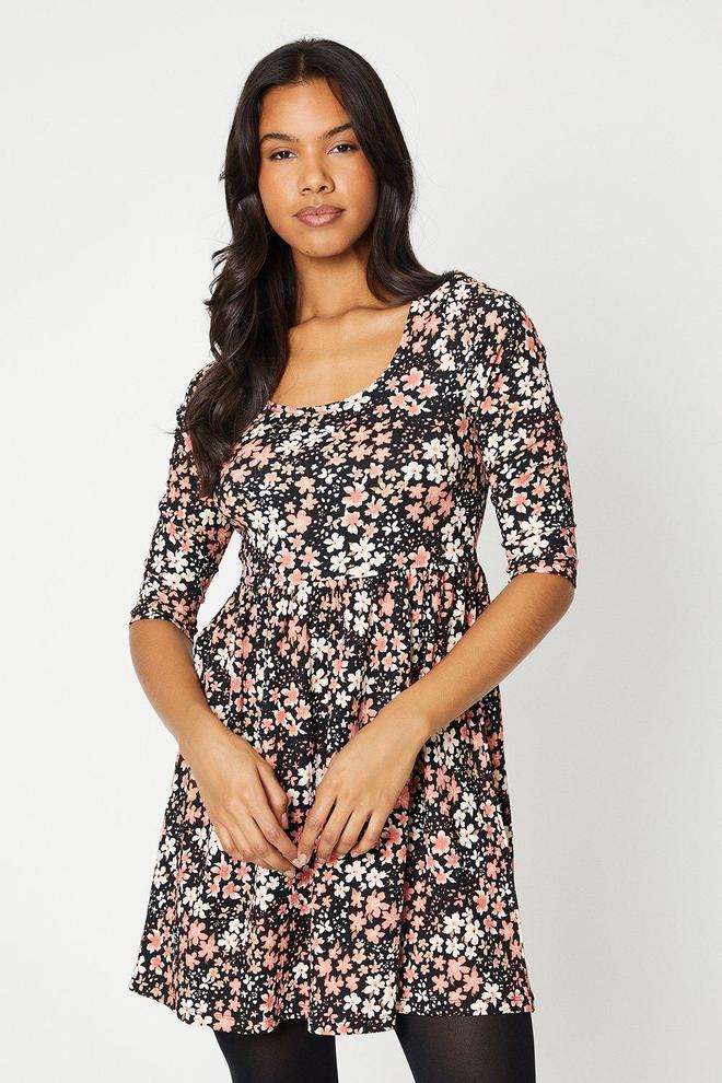 Petite Floral ¾ Sleeve Mini Dress offers at £12.5 in Dorothy Perkins