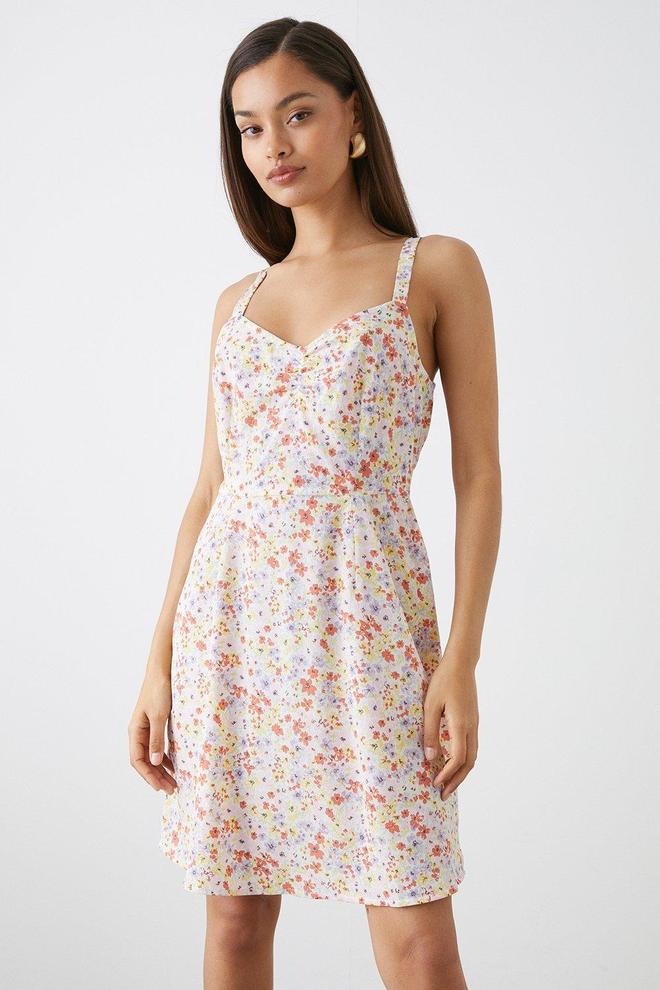 Petite Pastel Ditsy Print V Neck Mini Dress offers at £12.5 in Dorothy Perkins