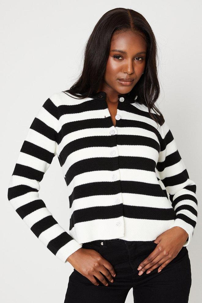 Stripe Button Through Knitted Cardigan offers at £9.75 in Dorothy Perkins