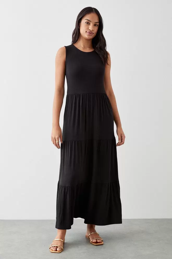 Black Tiered Maxi Dress offers at £21.45 in Dorothy Perkins