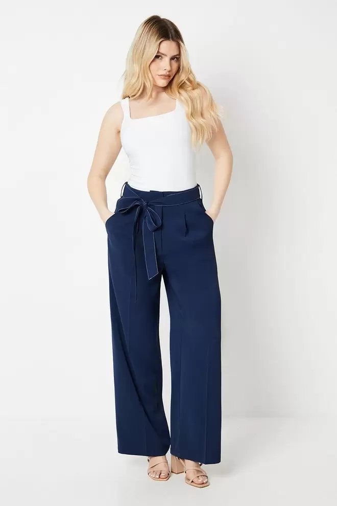 Top Stitch Belted Straight Leg Trouser offers at £17.5 in Dorothy Perkins