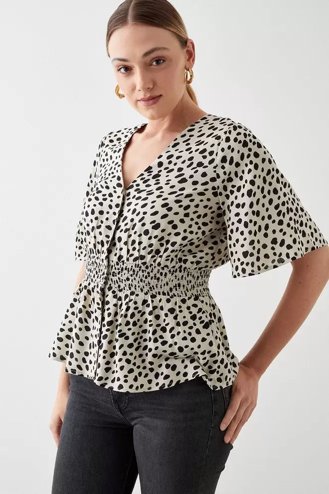 Animal Print Button Through Tea Blouse offers at £13 in Dorothy Perkins