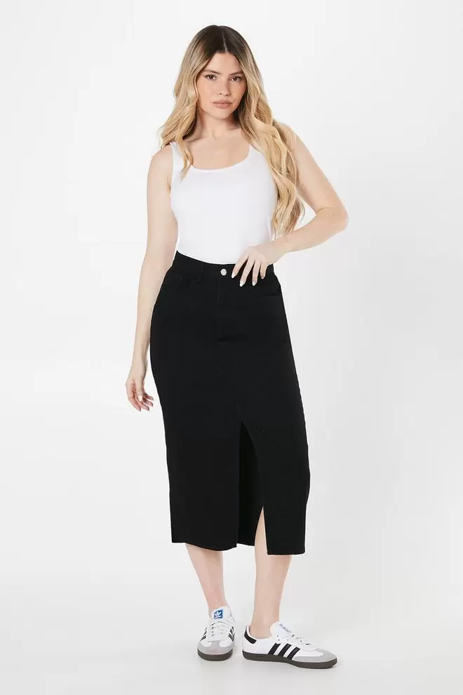 Midi Denim Skirt offers at £10 in Dorothy Perkins