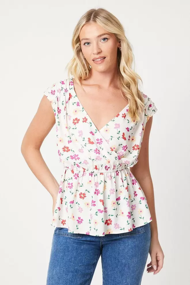 Ruched Shoulder Wrap Blouse offers at £7.5 in Dorothy Perkins