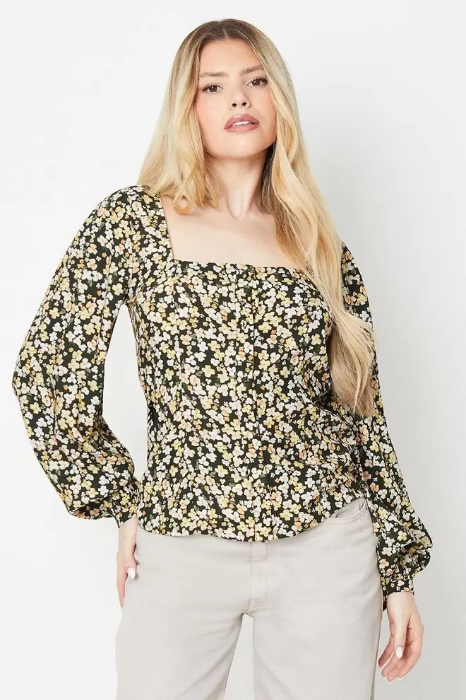 Ditsy Button Long Sleeve Blouse offers at £11.6 in Dorothy Perkins