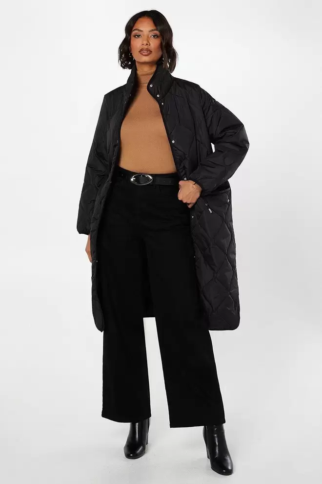 Drawstring Waist Quilted Padded Puffer Coat offers at £30 in Dorothy Perkins