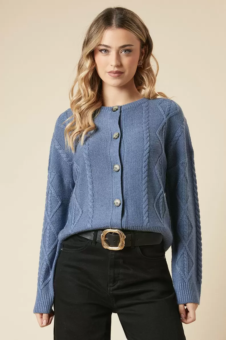 Cable Front Button Down Cardigan offers at £19.5 in Dorothy Perkins