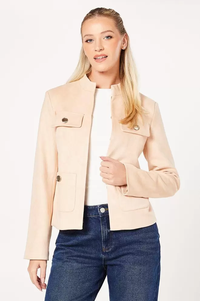 Suedette Pocket Detail Jacket offers at £32.5 in Dorothy Perkins