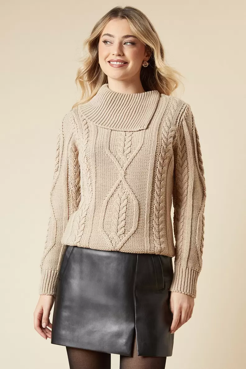 Cable Knit Split Neck Jumper offers at £19.5 in Dorothy Perkins