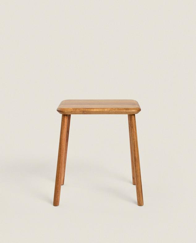 BEVELLED ACACIA STOOL offers at £85.99 in ZARA Home