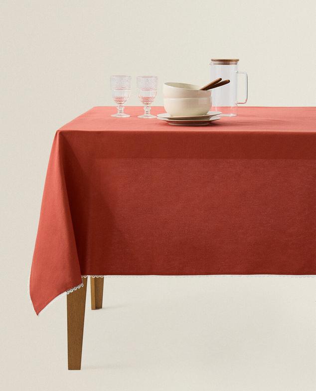 LACE TRIM COTTON TABLECLOTH offers at £85.99 in ZARA Home