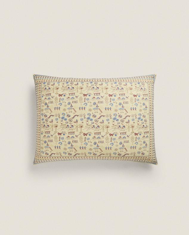 EMBROIDERED LINEN COTTON CUSHION COVER offers at £99.99 in ZARA Home