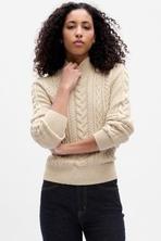 Cream Relaxed Cable Knit Mock Neck Jumper offers at £22 in Gap