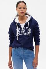 Blue Logo Sherpa-Lined Zip Long Sleeve Hoodie offers at £39 in Gap