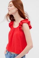 Red Crinkle Gauze Ruffle Vest offers at £10 in Gap